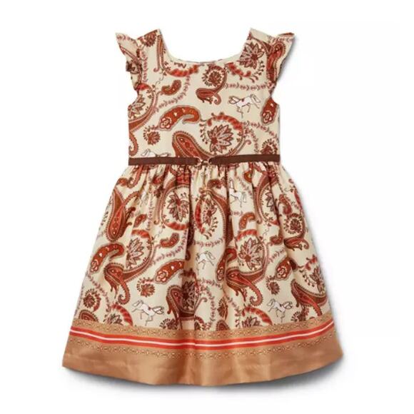 Janie and Jack Paisley Border Print Dress 3 - Picture 1 of 9